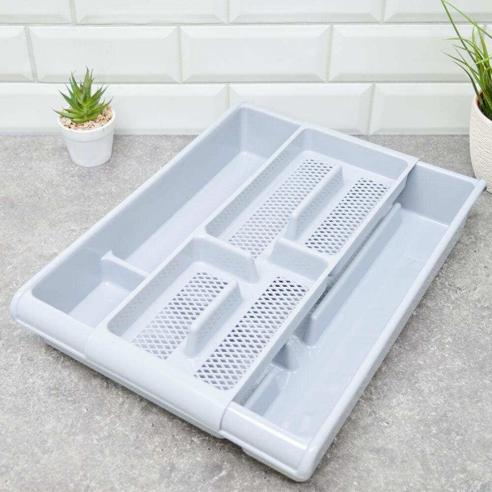 Лоток для столовых приборов с решеткой 405*305*70мм, цвет дымчатый, №6