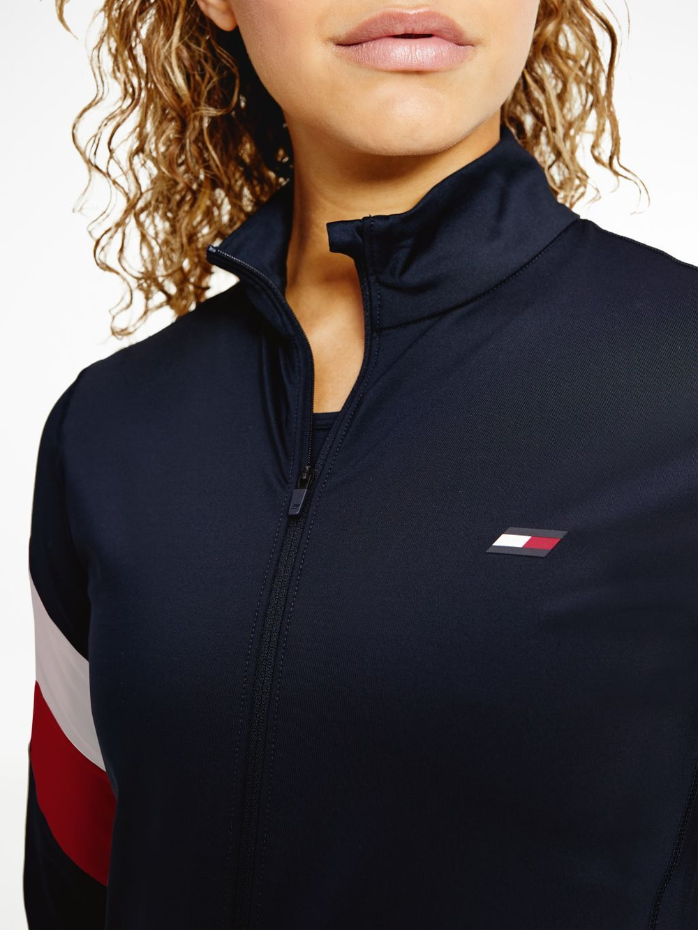 Женская Кофта теннисная Tommy Hilfiger Slim Full Zip Top LS - Бирюзовый