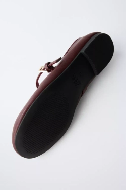 ZARA БАЛЕТКИ С СЕРДЕЧКОМ, ГРАНАТОВЫЙ