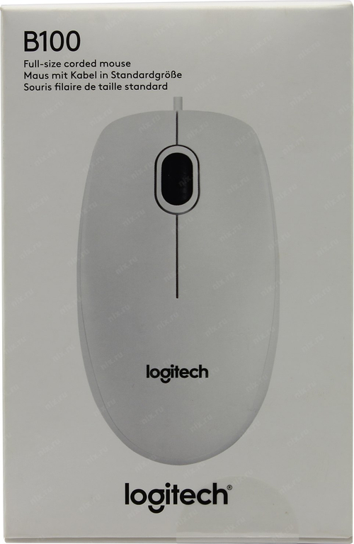 Logitech Optical Mouse B100 White (OEM) USB 3btn+Roll < 910-003360 >