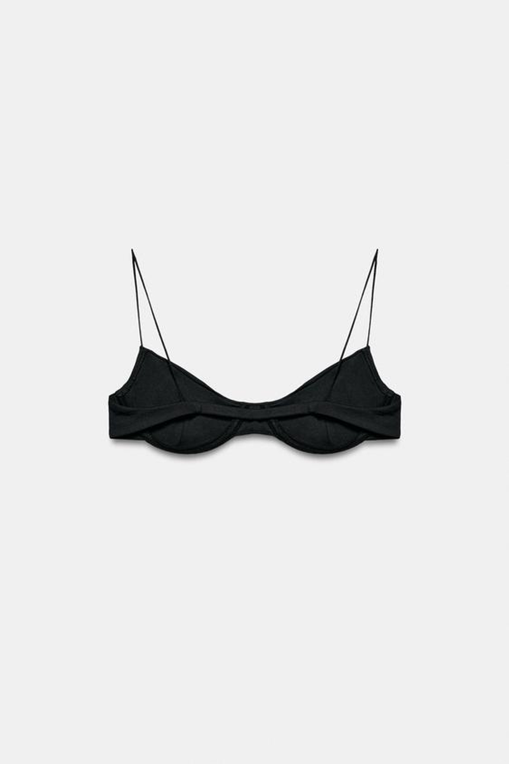ZARA ОДНОТОННЫЙ ТОП-БИКИНИ НА КОСТОЧКАХ, ЧЕРНЫЙ