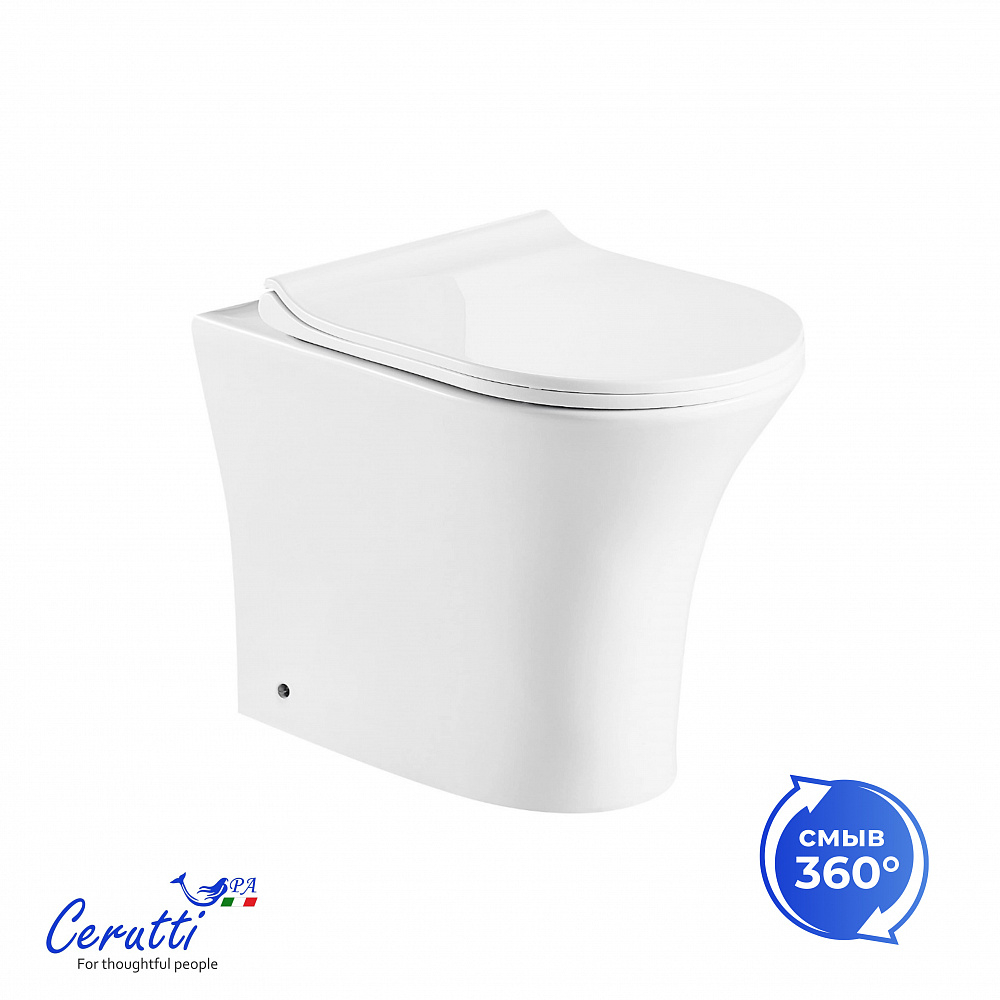 Унитаз приставной Ceruttispa БЕРНИНА (BERNINA) F CT7842 безободковый (520х340х400)
