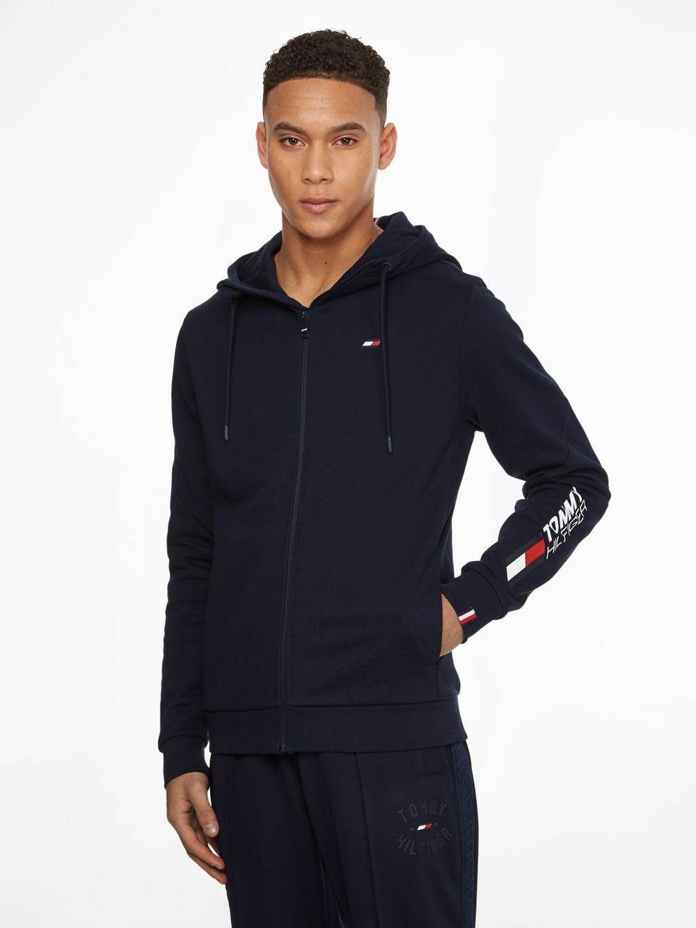 Мужская кофта теннисная Tommy Hilfiger Essentials FZ Hoody - desert sky