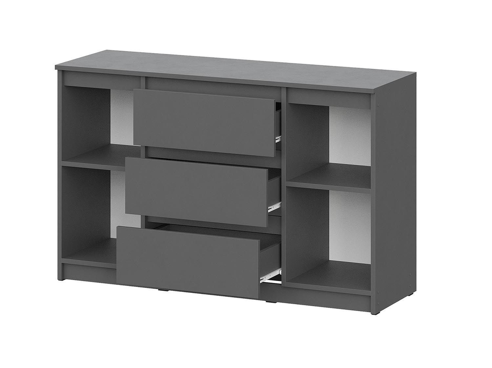 Денвер комод 3 ящика двухстворчатый / Графит серый