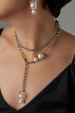 Колье-трансформер miss Di серебро с белым жемчугом Майорка