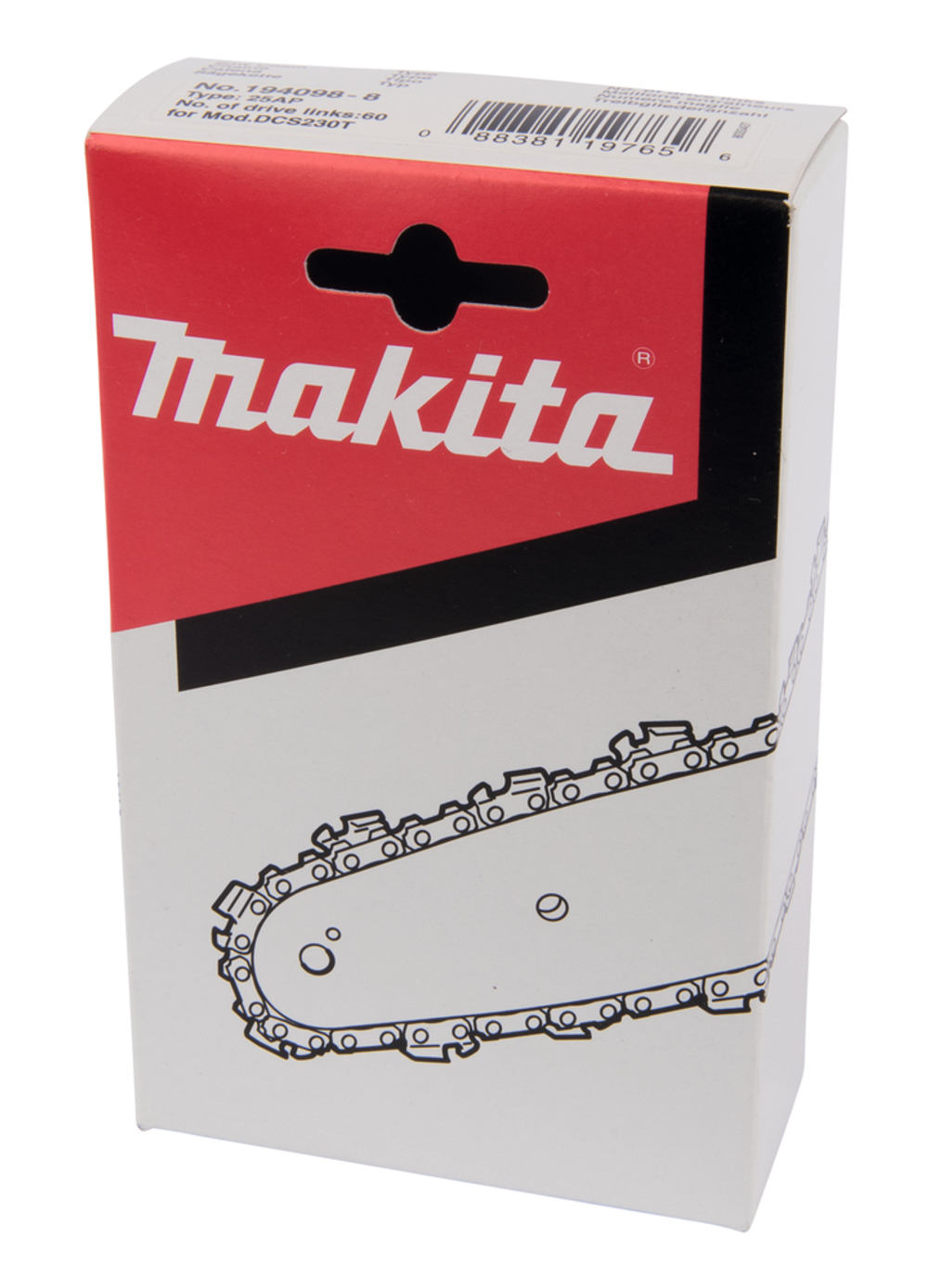 Цепь, длина 25см/10", шаг1/4", паз 1,3мм, 60 звеньев, 25AP (для художественной резки-карвинг) Makita 194098-8