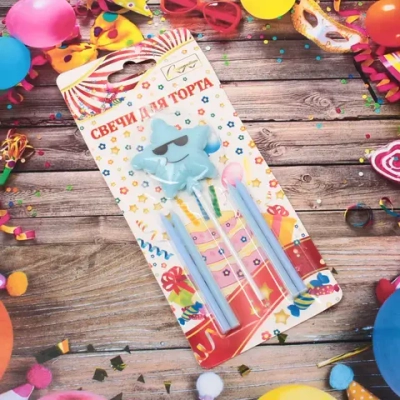 Свечи для торта «Крутая звезда» 5 шт, (8 см, звезда 4*5 см), микс
