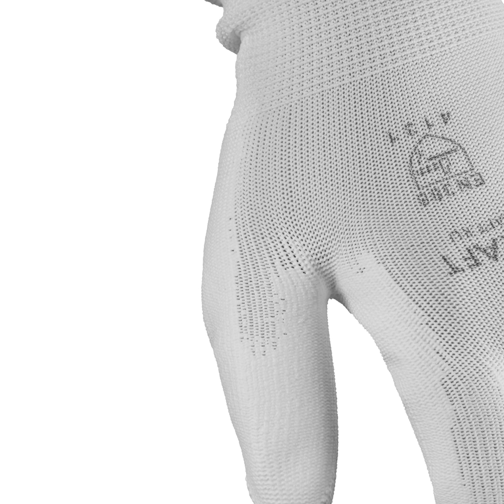 WDK-PU01W/M/5, 5 пар, размер M, Перчатки БЕЛЫЕ защитные эластичные из нейлона с полиуретановым покрытием