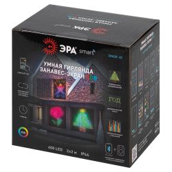 Светодиодная новогодняя гирлянда ЭРА ERASG -02 умная занавес RGB 2*2 м управление через мобильное приложение | Гирлянды