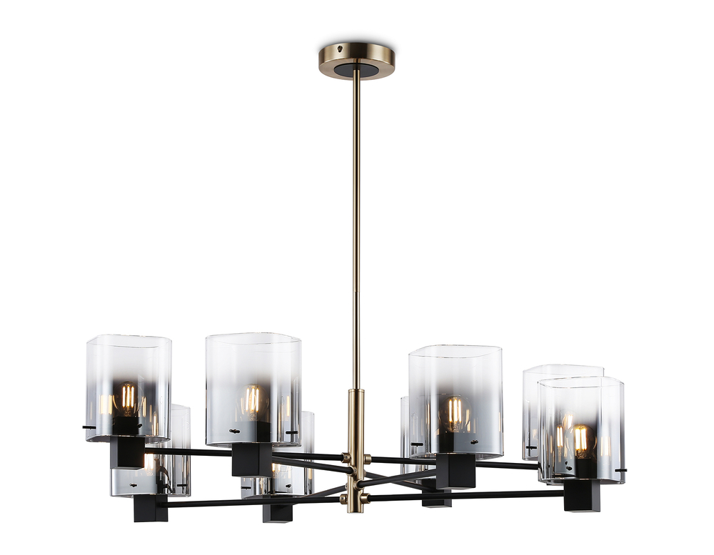 Светильник подвесной LH57043/8 BK/DBS/SM черный/темная латунь/дымчатый E14/8 max 40W D830*710