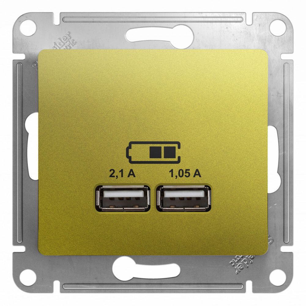 USB Розетка A+A, 5В/2,1 А, 2х5В/1,05 А, механизм, Фисташковый GLOSSA SE