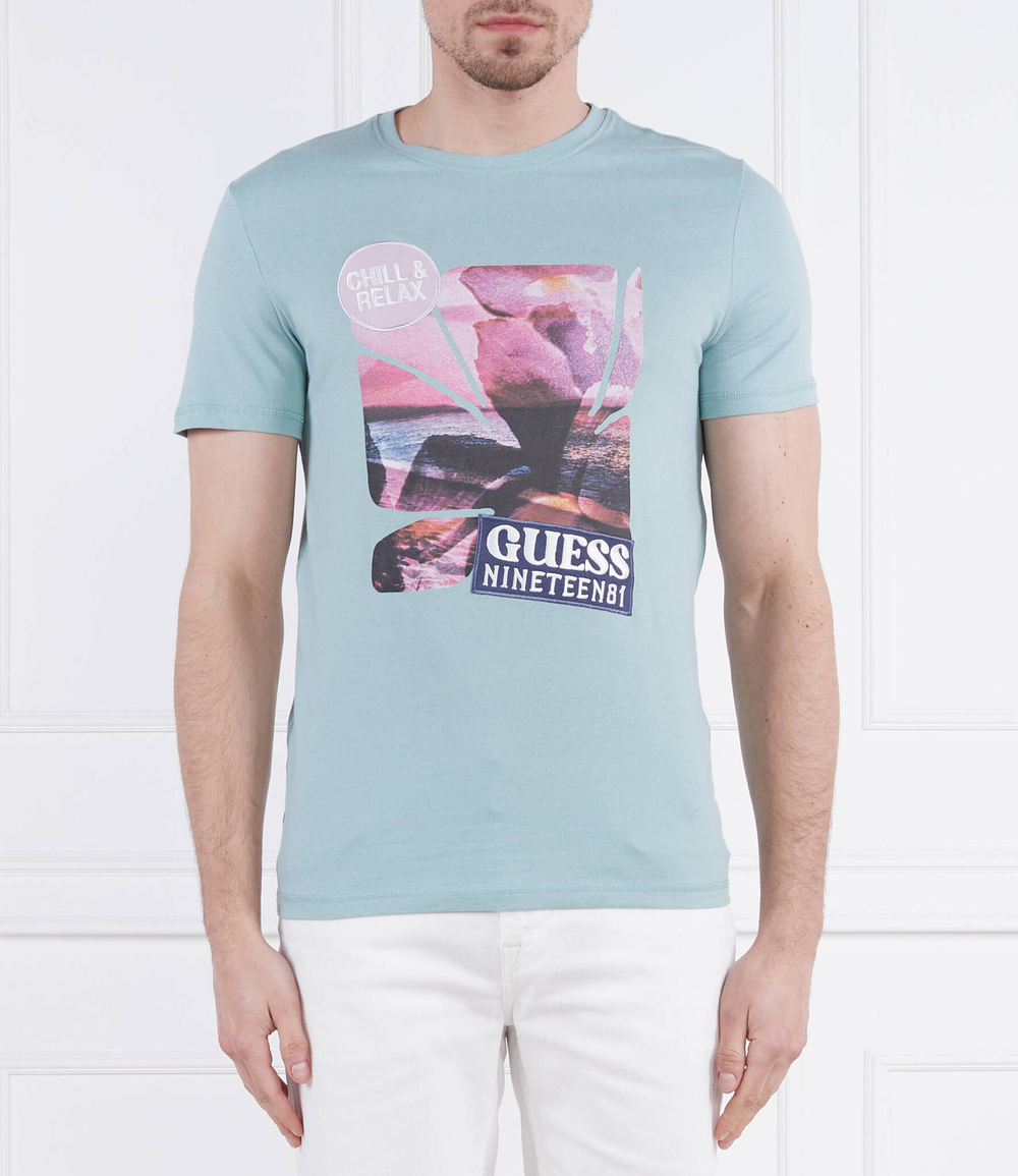 Футболка SUNSET FLOWER GUESS - голубой(M3GI29 I3Z14)