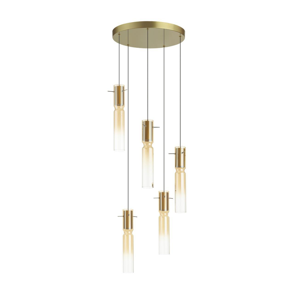 5058/25LA PENDANT ODL24 461 золотой/янтарный/металл/стекло Люстра каскадная LED 5*5W 3000K SCROW