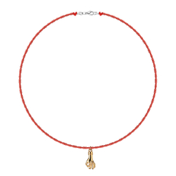MANIOVICH Red Beads Necklace with Hand Pendant