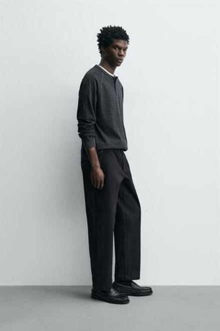 ZARA ФУТБОЛКА С ВОРОТНИКОМ НА ПУГОВИЦАХ, ПОЛОСКИ