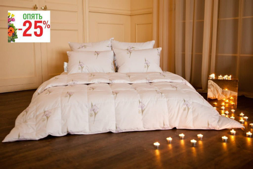 Одеяло кассетное NatureS Царственный Ирис, теплое 200 x 220 см