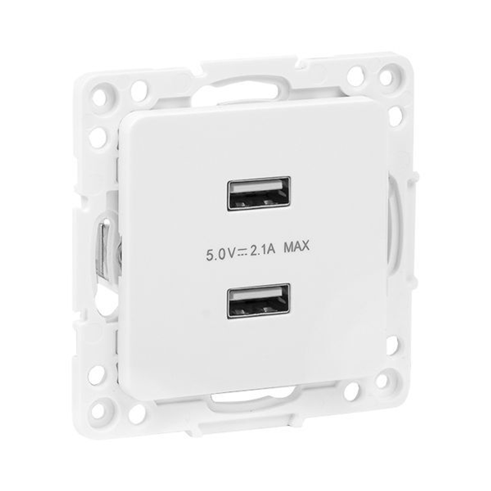 Стокгольм Механизм Розетки USB 2-местной 2,1А винтовые клеммы белый EKF PROxima