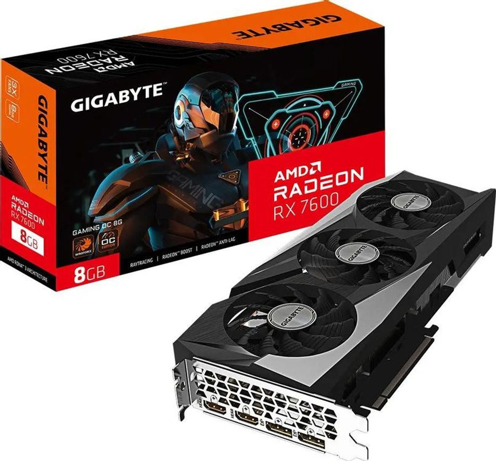 Видеокарта Gigabyte AMD  Radeon RX 7600 GV-R76GAMING OC-8GD 8ГБ Gaming, GDDR6, OC,  Ret