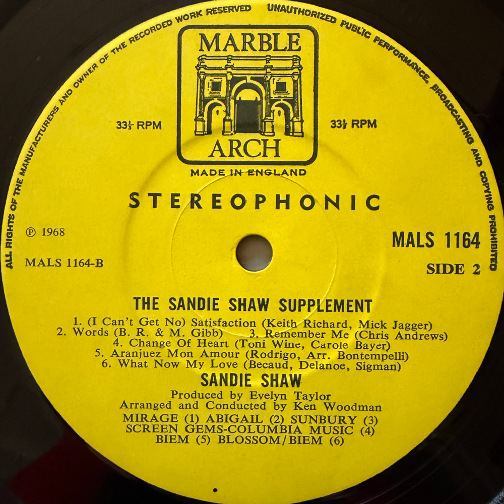 Sandie Shaw ‎– The Sandie Shaw Supplement (Англия 1969г.) Т