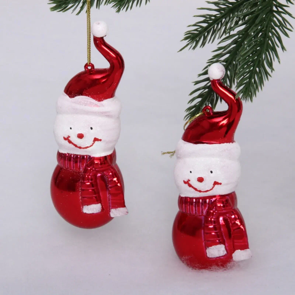 Елочные игрушки «Снеговички» 13 см (набор 2 шт), Красный