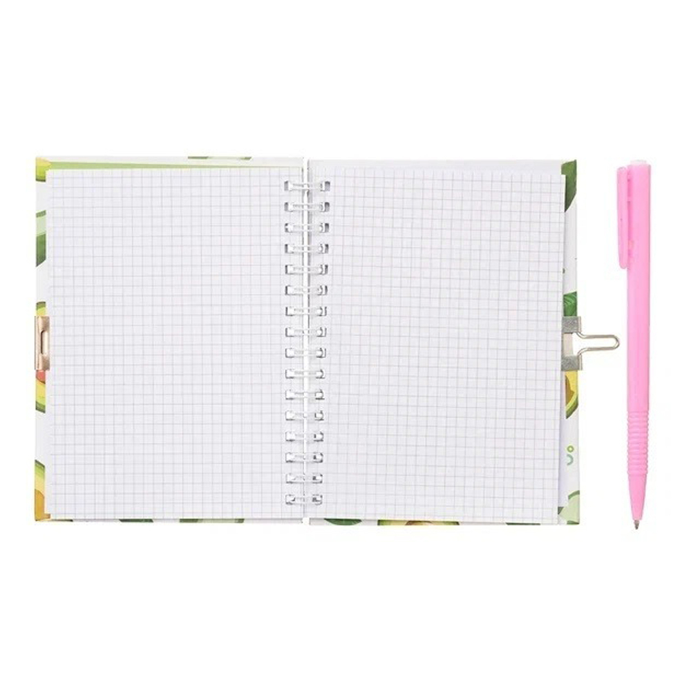 Блокнот детский Basir на замке, с ручкой, формат А6, серия "Авокадо", переплет 7БЦ, 15*11 см, 48 листов, ассорти