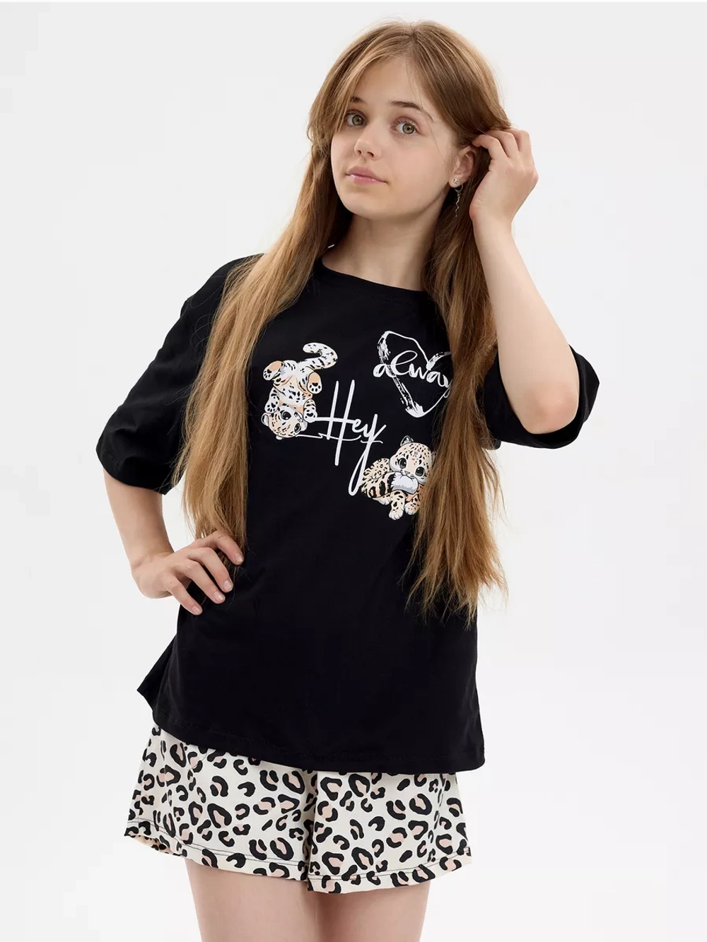 Летняя пижама с шортами и футболкой для подростка