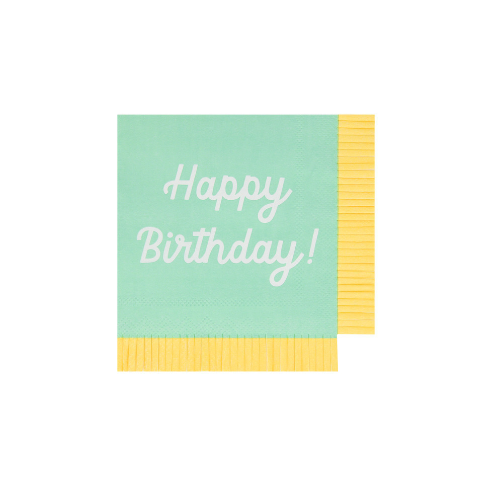 Салфетки маленькие цветные "Happy Birthday" 16 шт.
