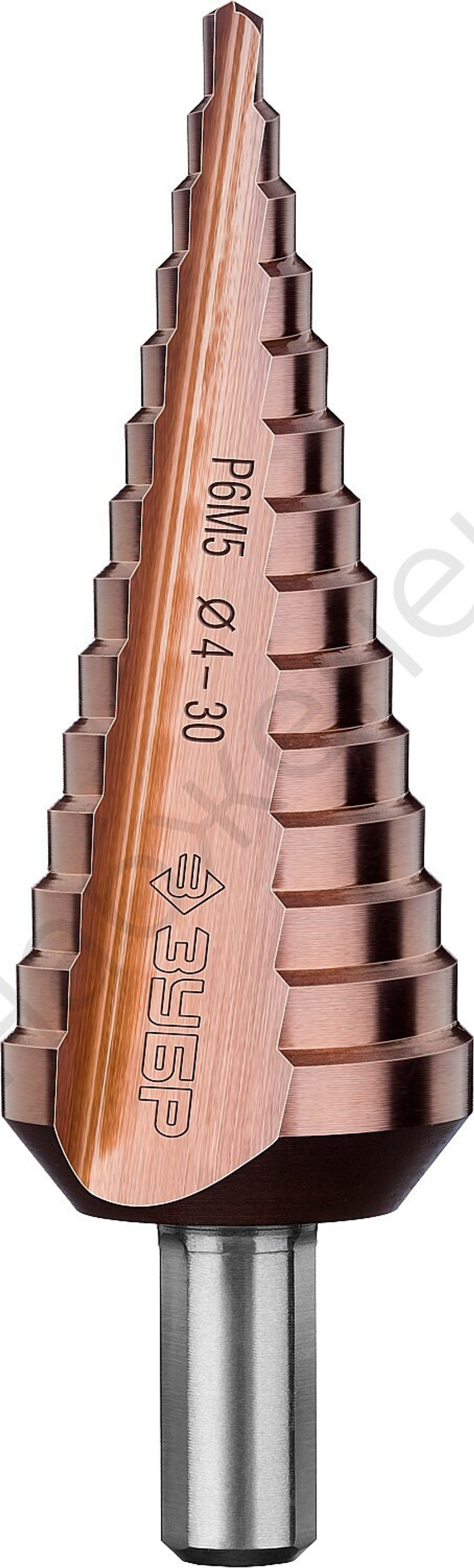 Сверло ступенчатое, 4-30мм, 14 ступеней, кобальтовое покрытие, ЗУБР КОБАЛЬТ, серия Профессионал