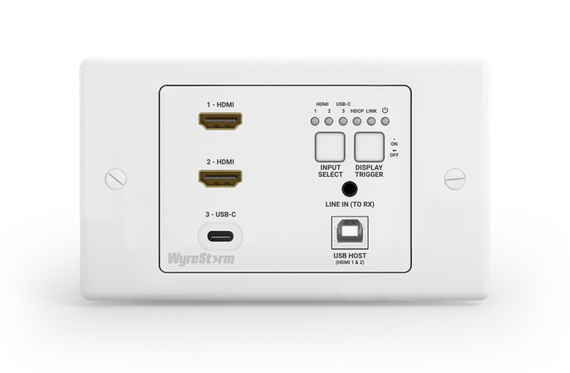 Wyrestorm SW-130-TX-UK - настенный HDBT передатчик c 3 входами (2 HDMI, USB-C), USB хост, CEC, (4K: 100м), 2-gang UK