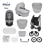 PITUSO Коляска 2 в1 Nino  короб+прогулка Antracyt+Кожа Metalic Grey