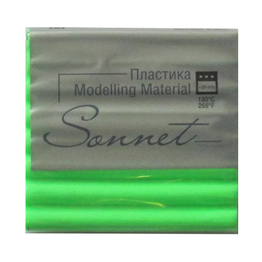 Полимерная глина (пластика) Сонет, 56 гр., флоуресцентная, брус зеленый