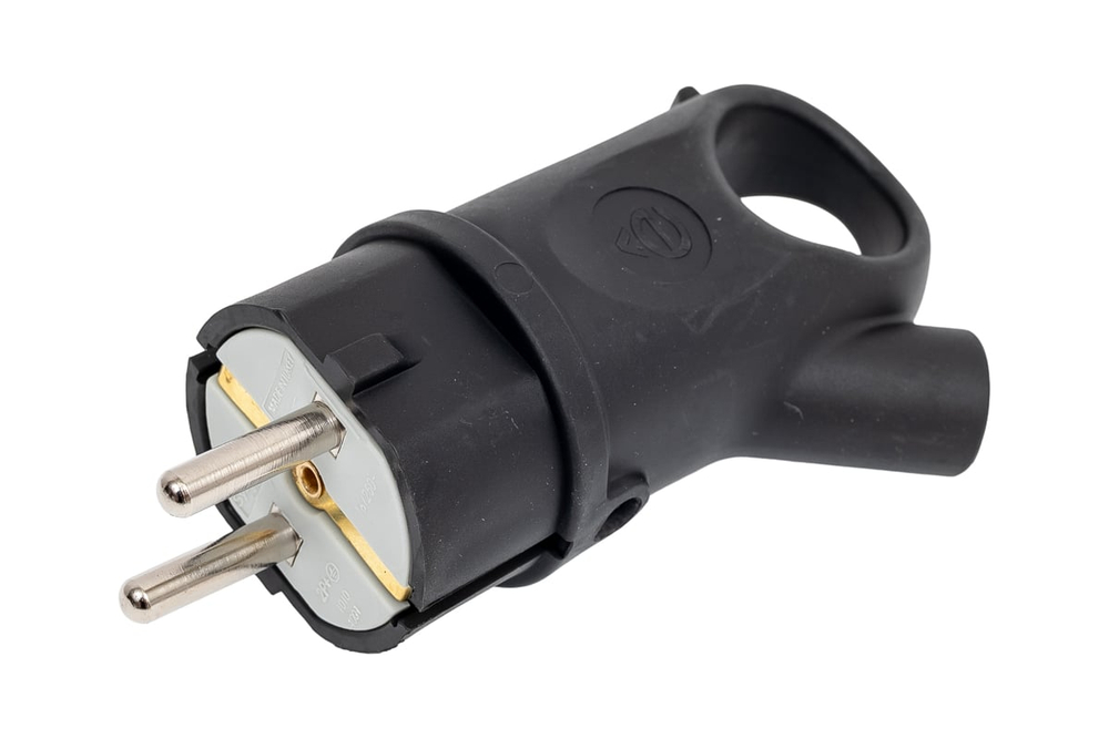 Вилка 2К+З угловая каучуковая 16А/250В IP44 Чёрная MultiSet MST1102BK Systeme Electric
