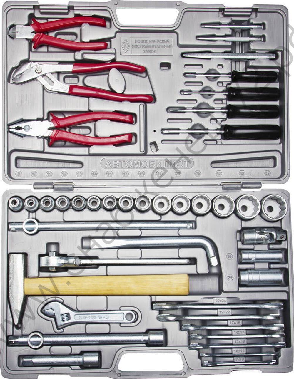 НИЗ ″АВТОМОБИЛИСТ-1″, 42 шт, 1/2″, набор слесарно-монтажного инструмента в пластиковом кейсе (27625-H42)