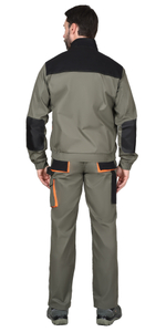 Костюм "Стрейч" куртка п/к оливковый с оранжевым и черным