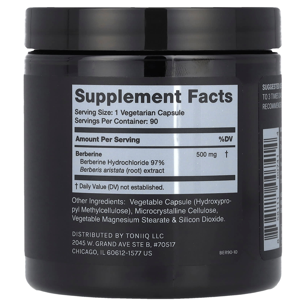 Toniiq, Берберин, 90 капсул (500 мг в каждой капсуле)