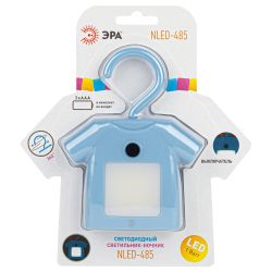 Ночник - светильник светодиодный ЭРА NLED-485-1W-SW-BU на батарейках с выключателем голубой | Ночники