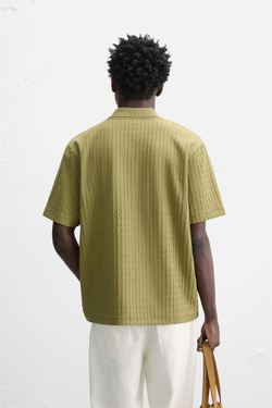 ZARA ПОЛО С РЕЛЬЕФНОЙ ТКАНЬЮ, ФИСТАШКОВЫЙ