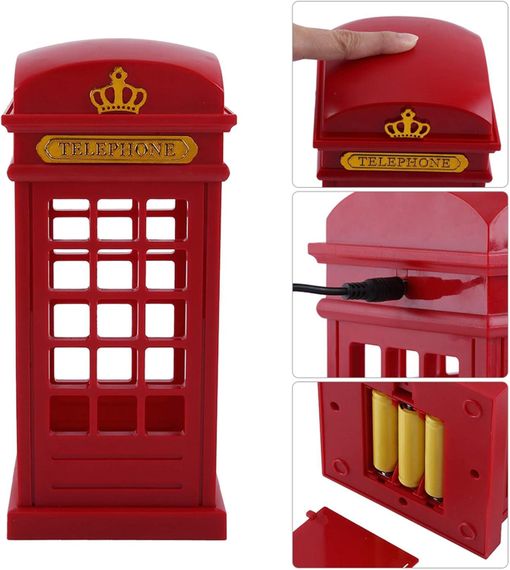 Конструктор из картона. Telephone box with lamp