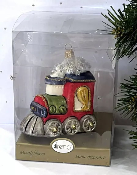 Елочное украшение Паровоз, стекло, 8,5 см., 1 шт., Irena CO (51059)