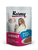 Влажный корм Karmy Adult для взрослых кошек, лосось в соусе, 80 г