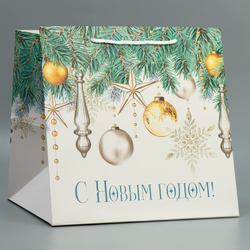 Пакет квадратный «Снежная сказка», 30 × 30 × 30 см