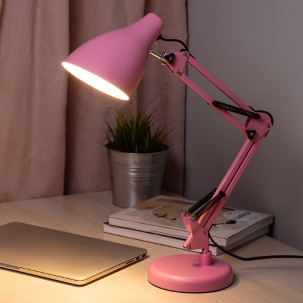 Настольный светильник ЭРА N-123-E27-40W-P Е27 с основанием розовый | Настольные светильники под лампу