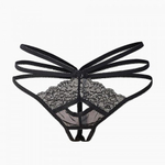 Трусики с доступом и переплетением лент сзади черные Le Frivole Easy to love (XS/S, 40-42)