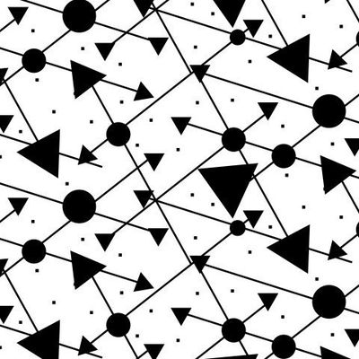 абстрактный узор из черных треугольников и кругов