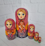 Матрёшка с кошечкой 10см 5мест