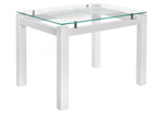 Стол стеклянный Woodville Бран белое дерево, ножки белые