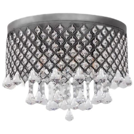 Потолочный светильник E14*4*40W черный лофт хрусталь