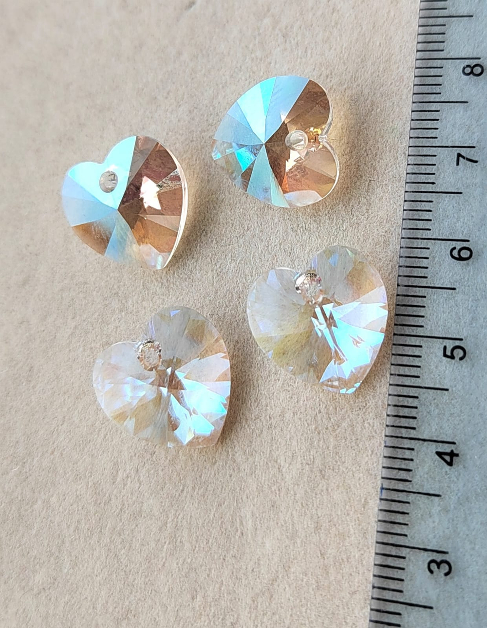 6228-14-shimmer Кристалл "Сердечко" 14мм прозрачный с холодным переливом