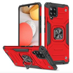 Противоударный чехол Strong Armour Case с кольцом для Samsung Galaxy A22 4G (Красный)