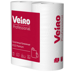 Бумажные полотенца в рулонах Veiro Professional Premium белые двухслойные (24 рулона х 15 метров)